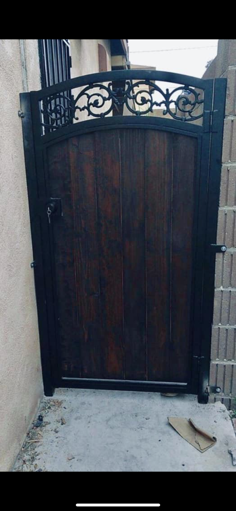 Wood & Iron Gate with Grape Leaf Scrollwork