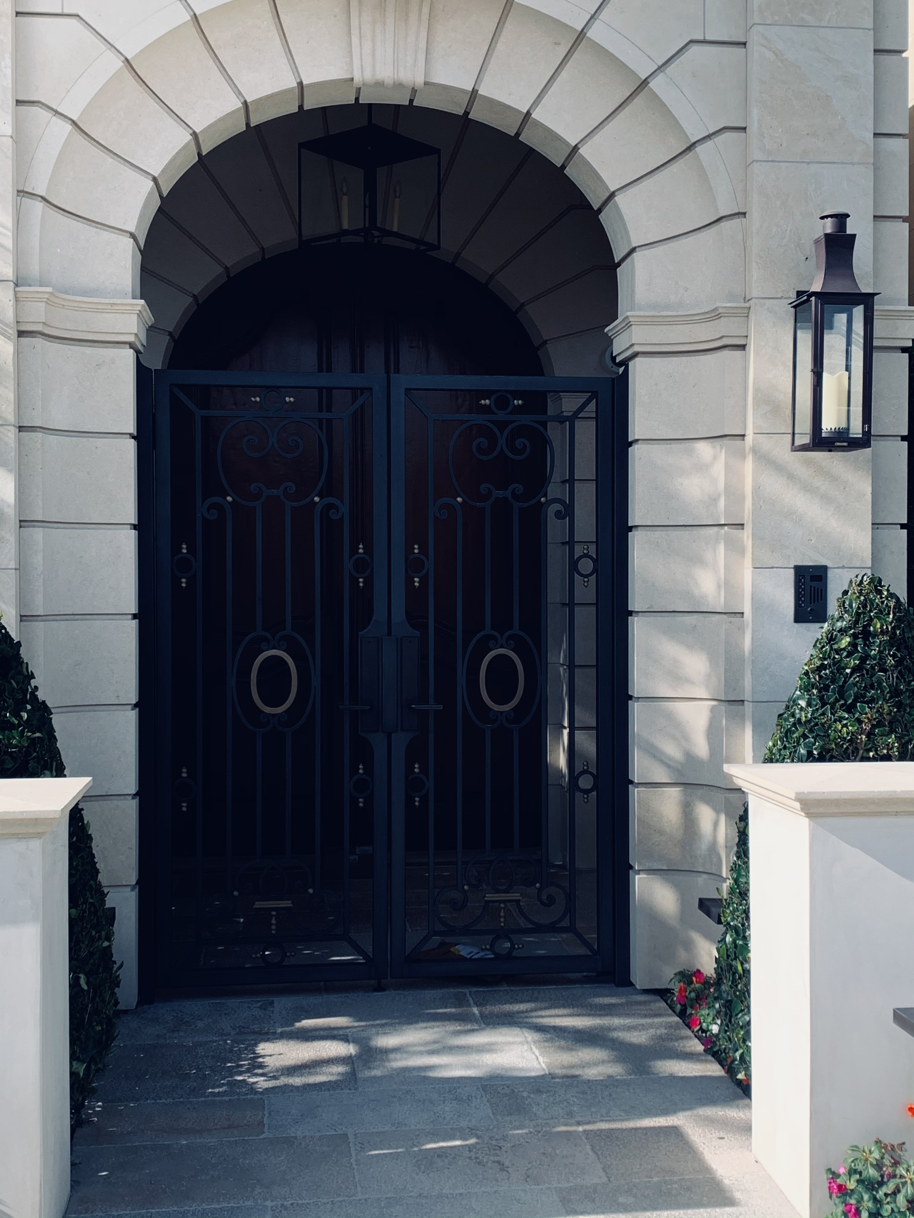 Double Iron Door with Oval Scrollwork Inserts