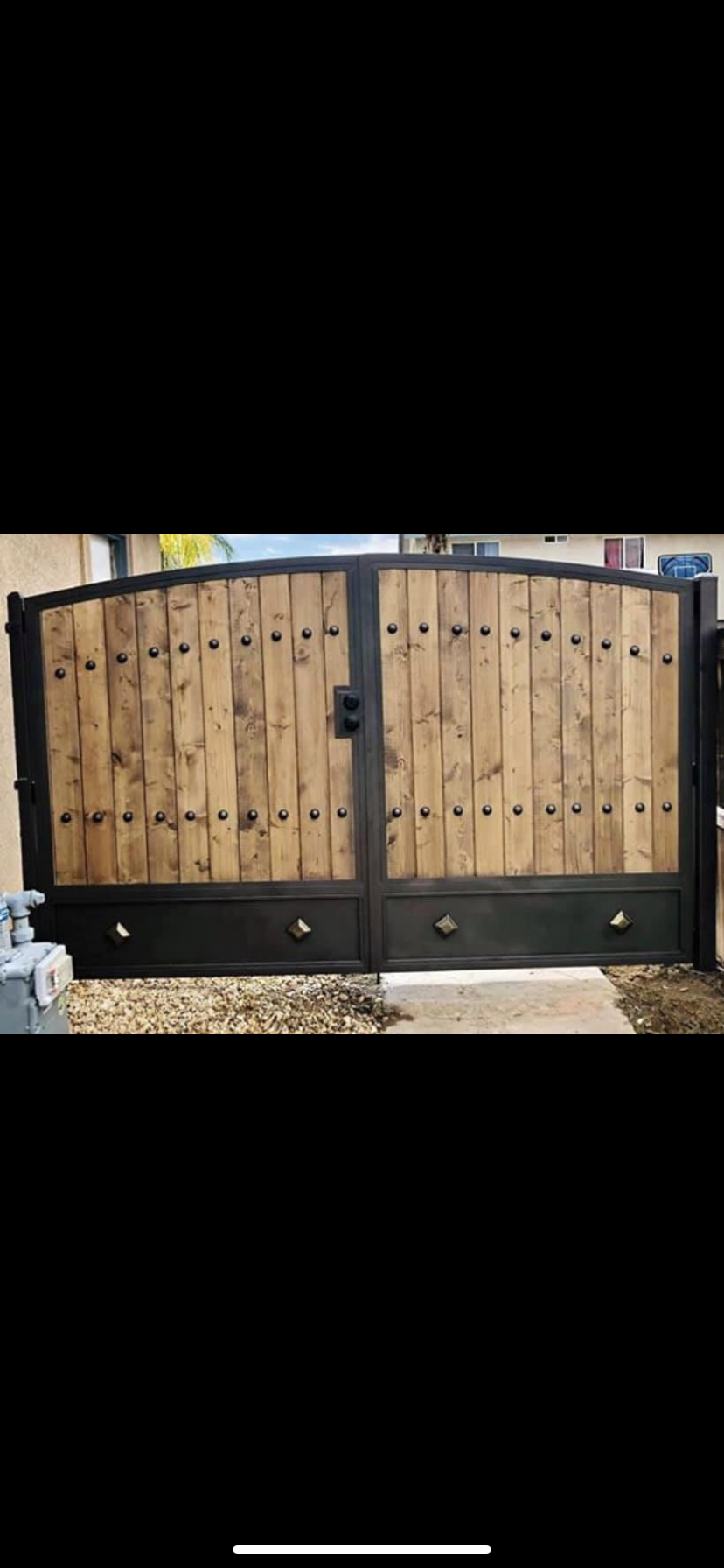 Wood & Iron Double Gate with Arched Top