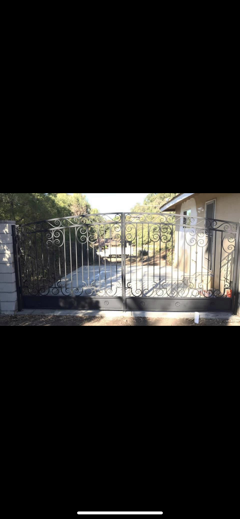 Iron Double Driveway Gate with Scrollwork
