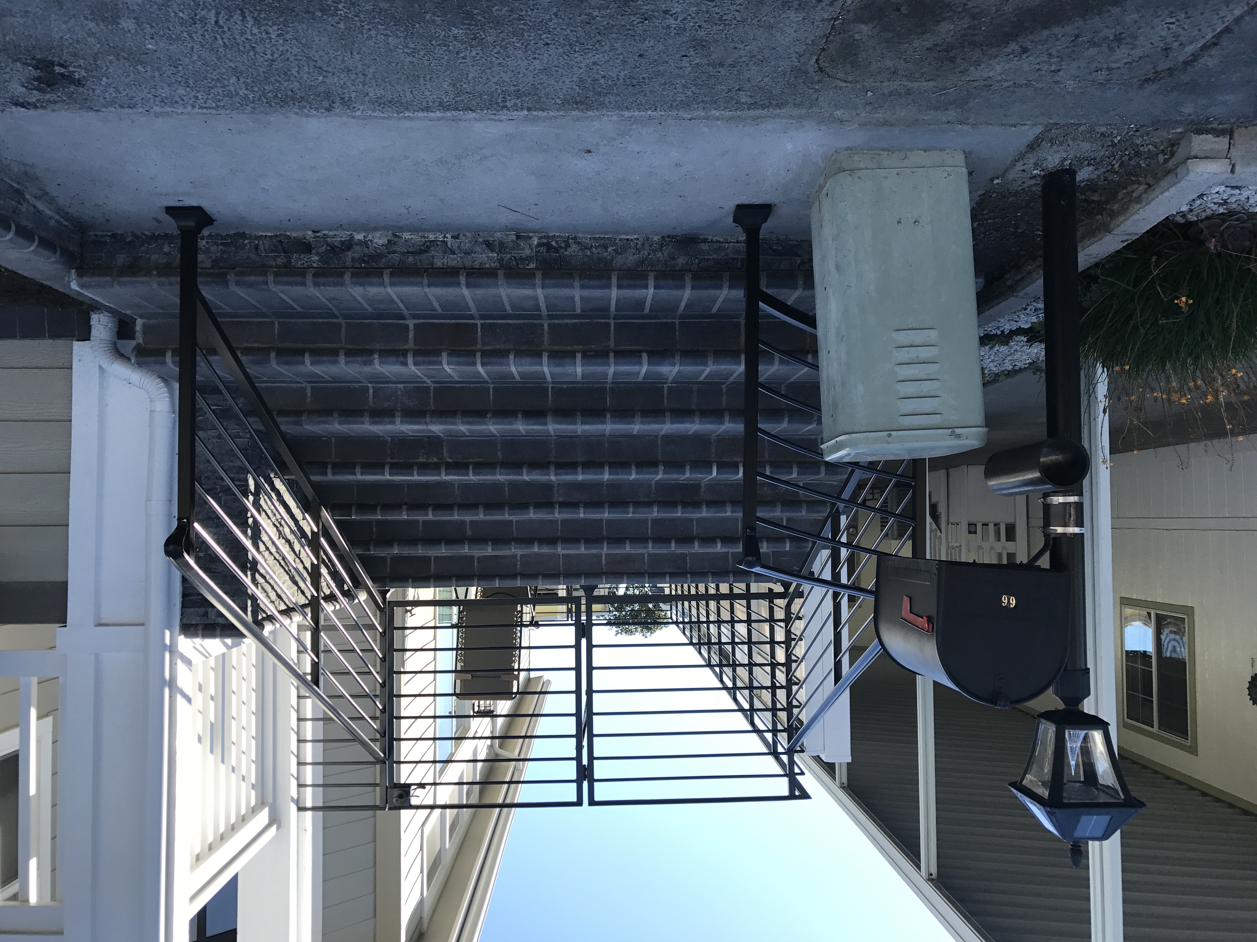 Modern Horizontal Stair Railing on Multi-Step