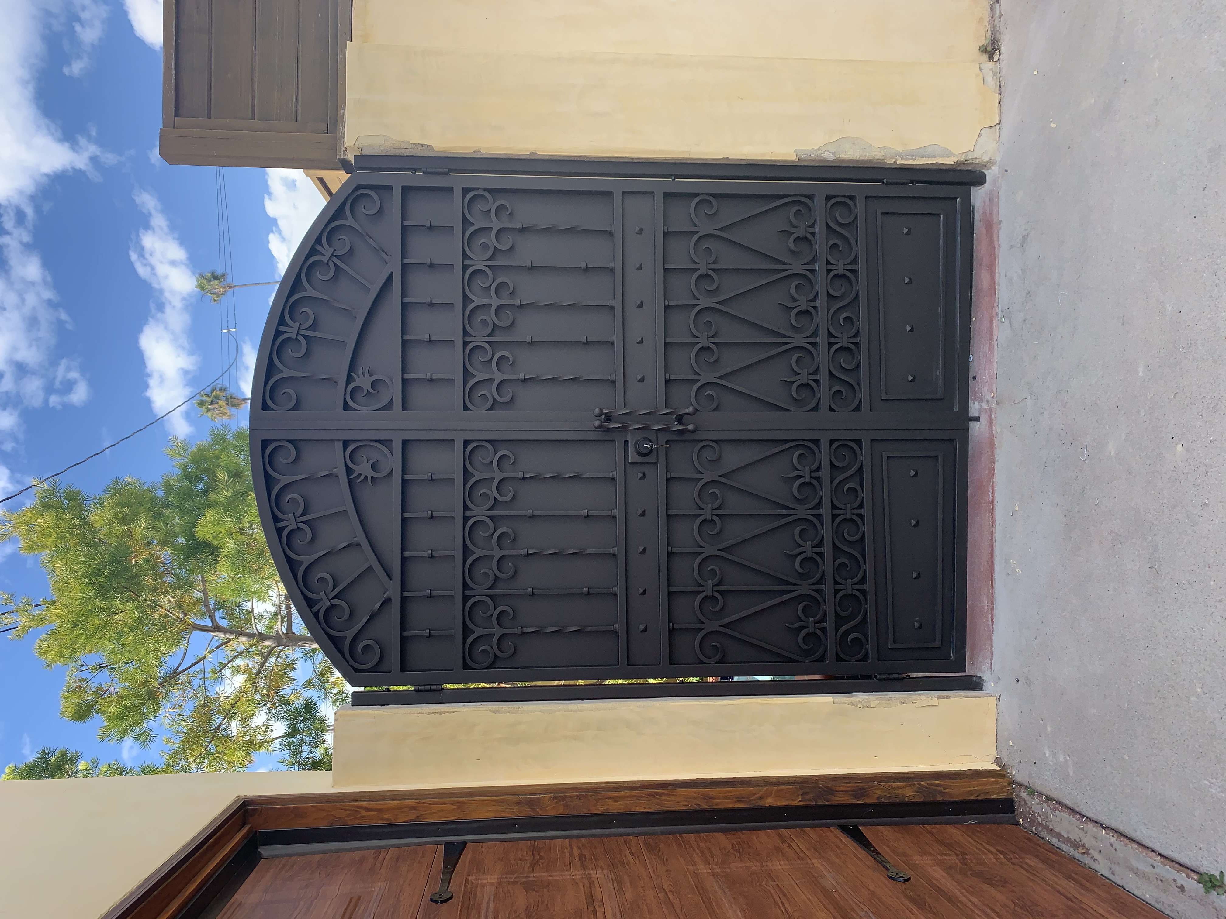Wood & Iron Side Gate with Scrollwork