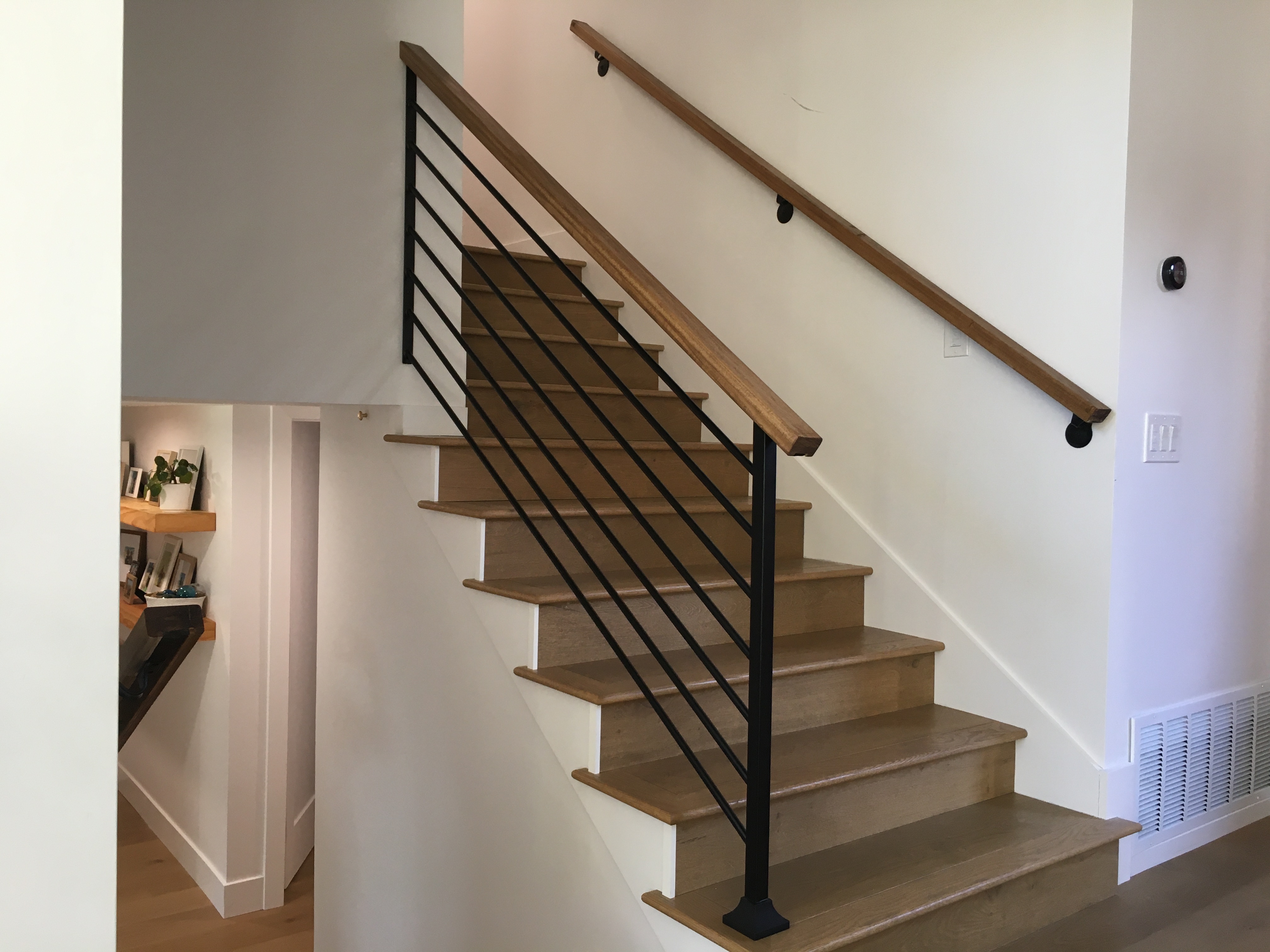Modern Horizontal Stair Railing with Wood Handrail