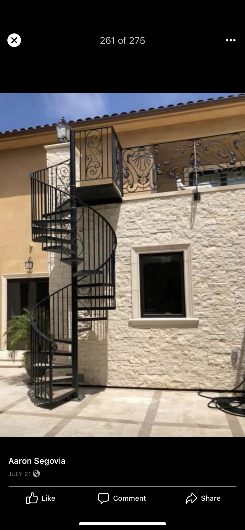 Exterior Iron Spiral Staircase with Balcony Railing