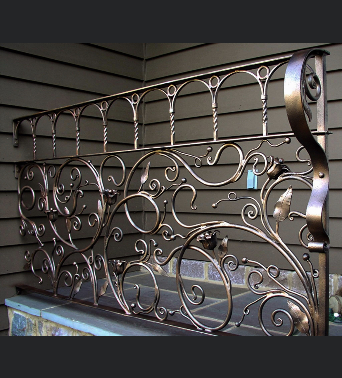 Bronze Ornate Scrollwork Porch Railing