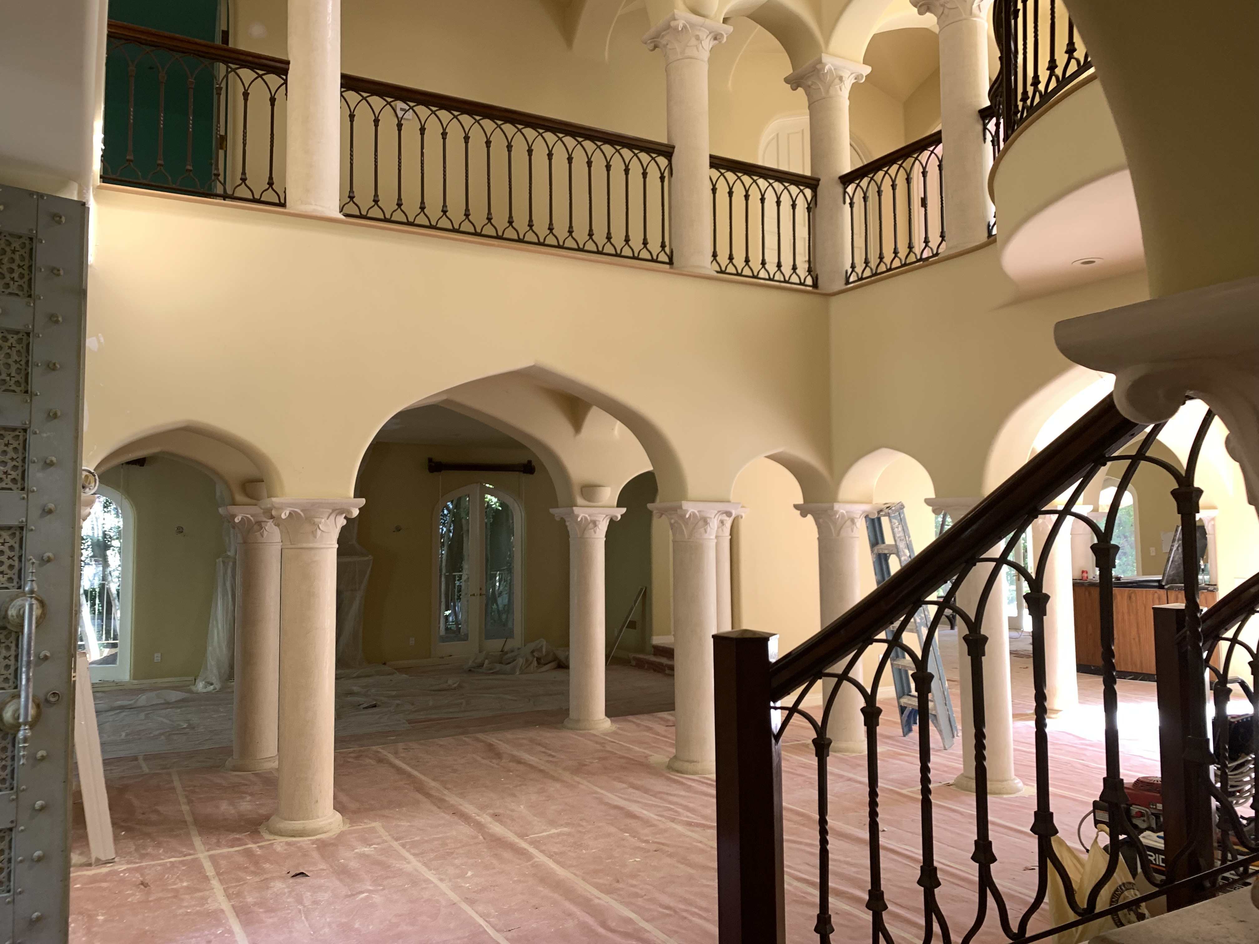 Twisted Basket Baluster Staircase Railing on Carpet