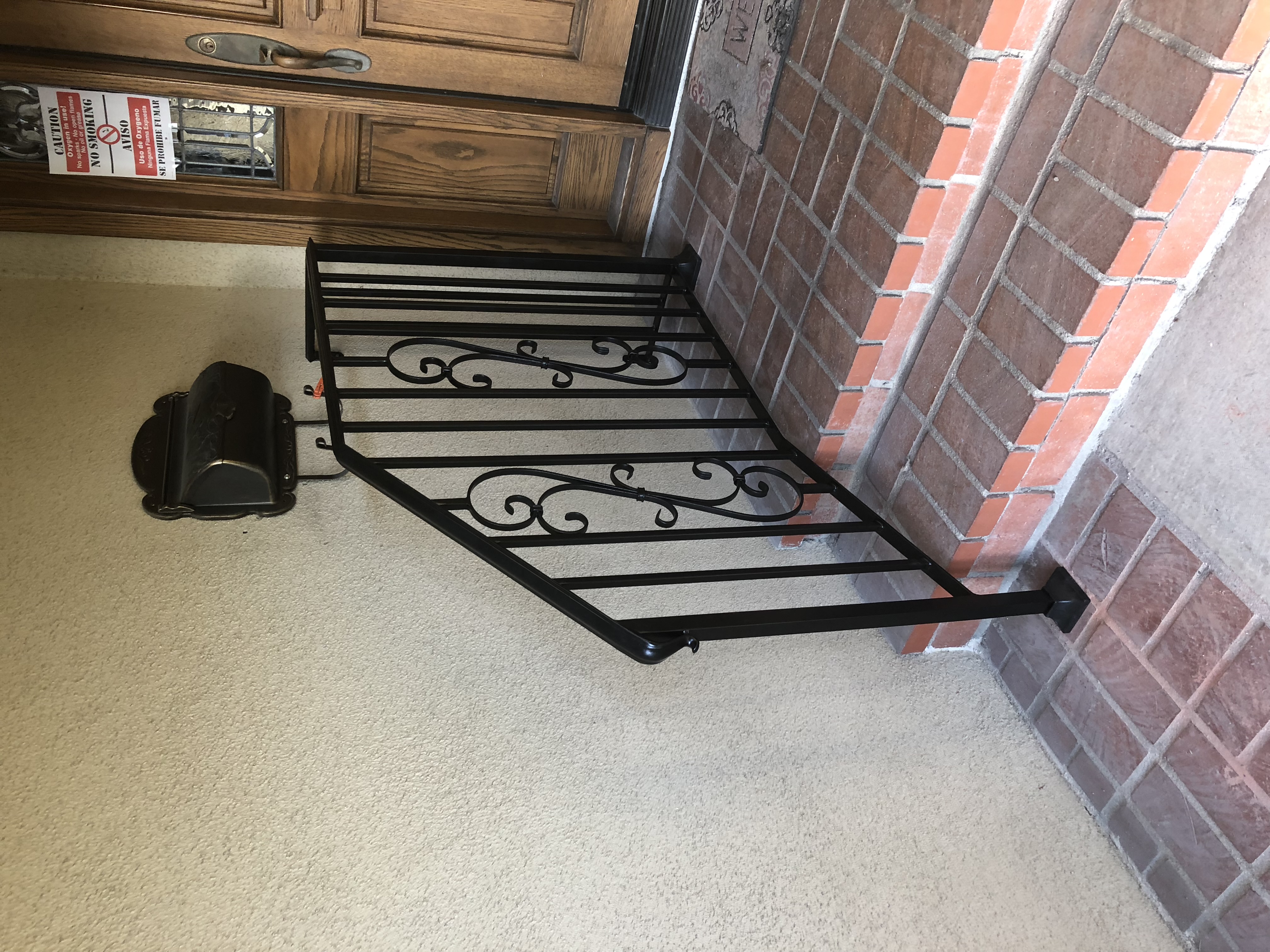 Iron Step Rail with Scrollwork Panel
