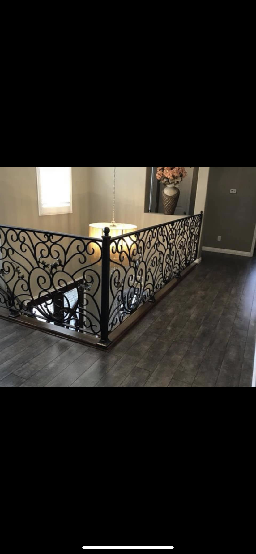 Dense Scrollwork Landing Railing