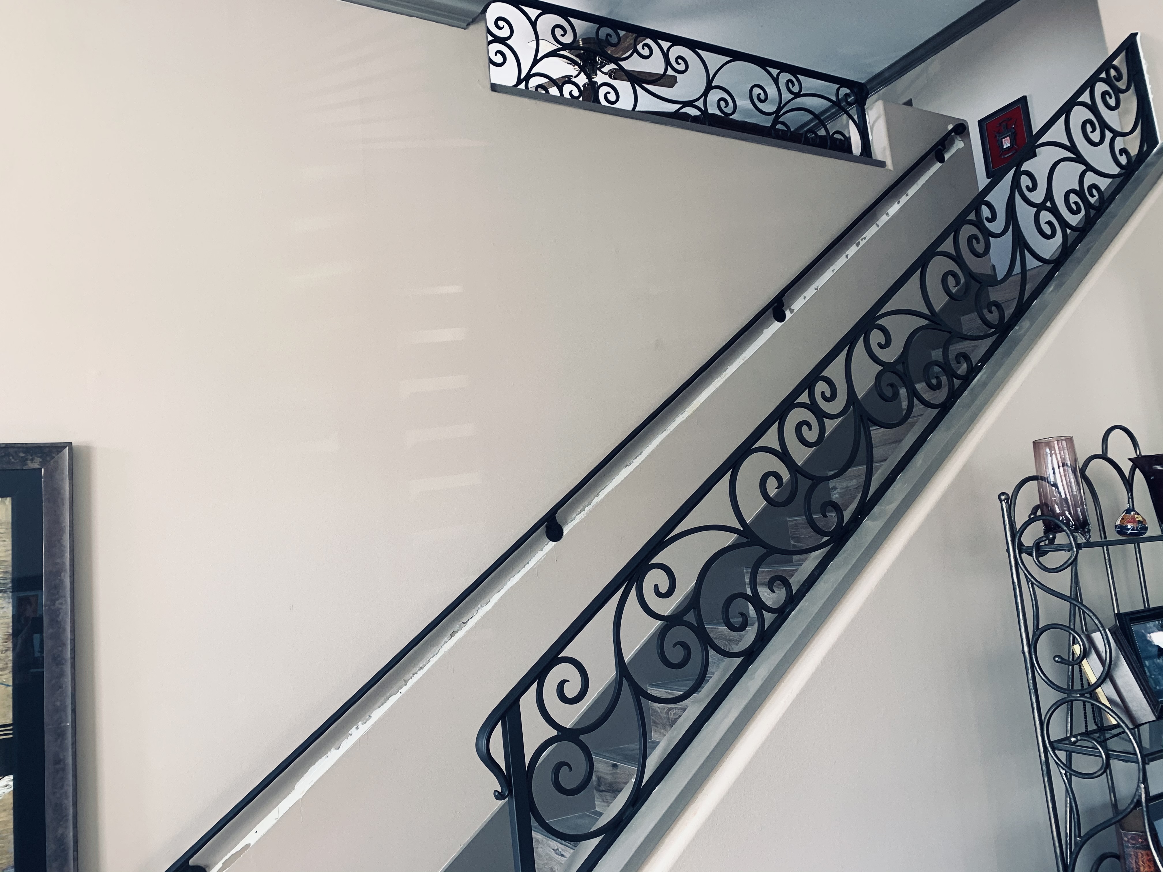 Scrollwork Iron Staircase & Landing Railing