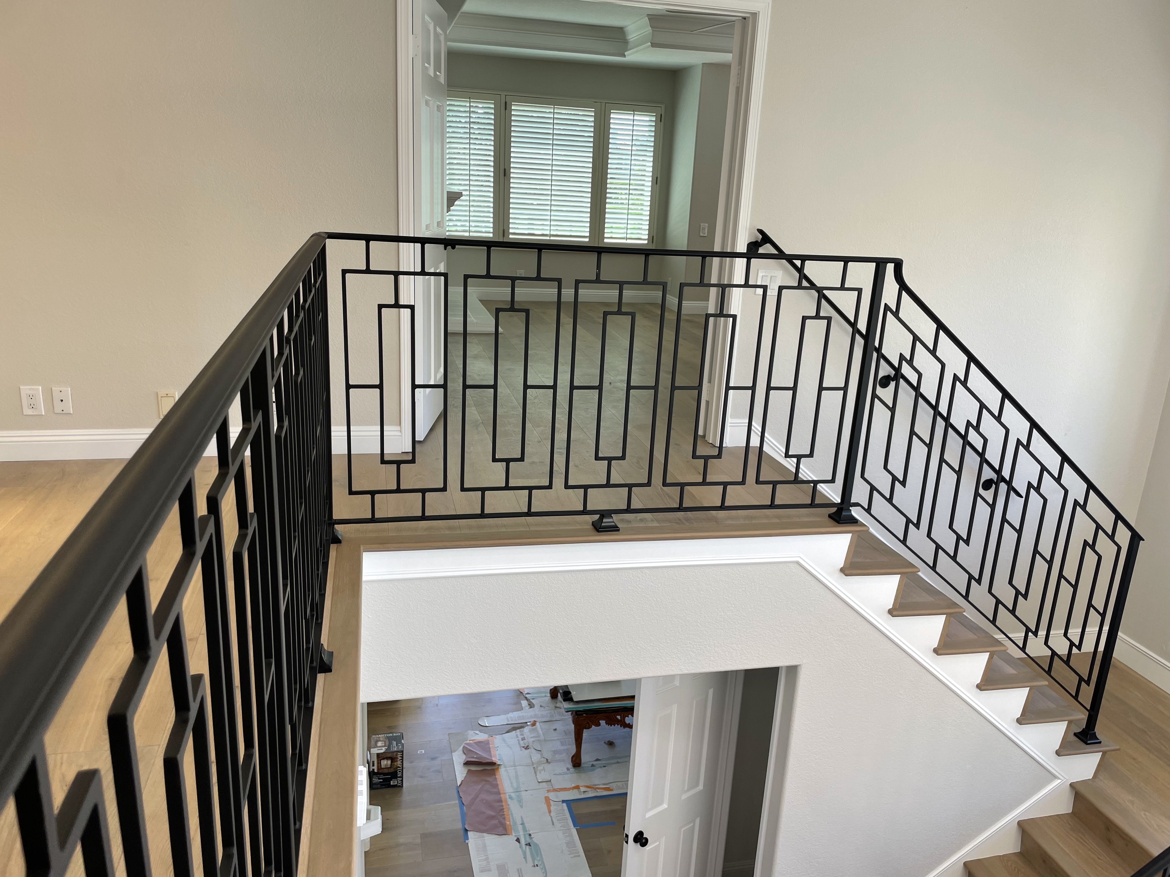 Art Deco Rectangle Panel Staircase Railing