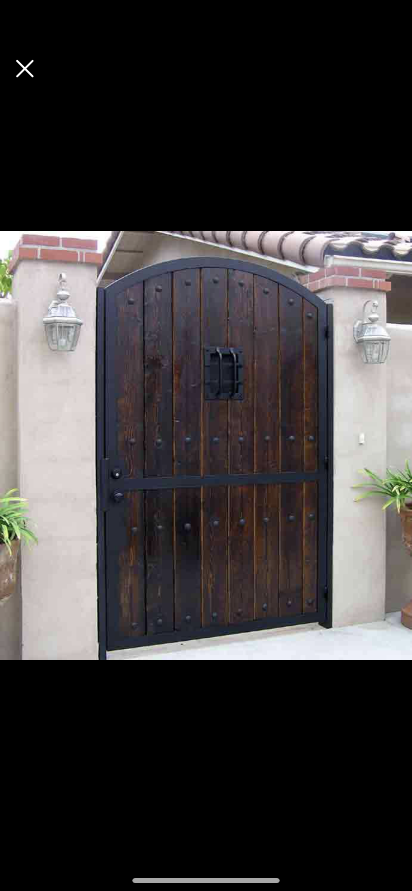 Dark Stained Wood & Iron Gate