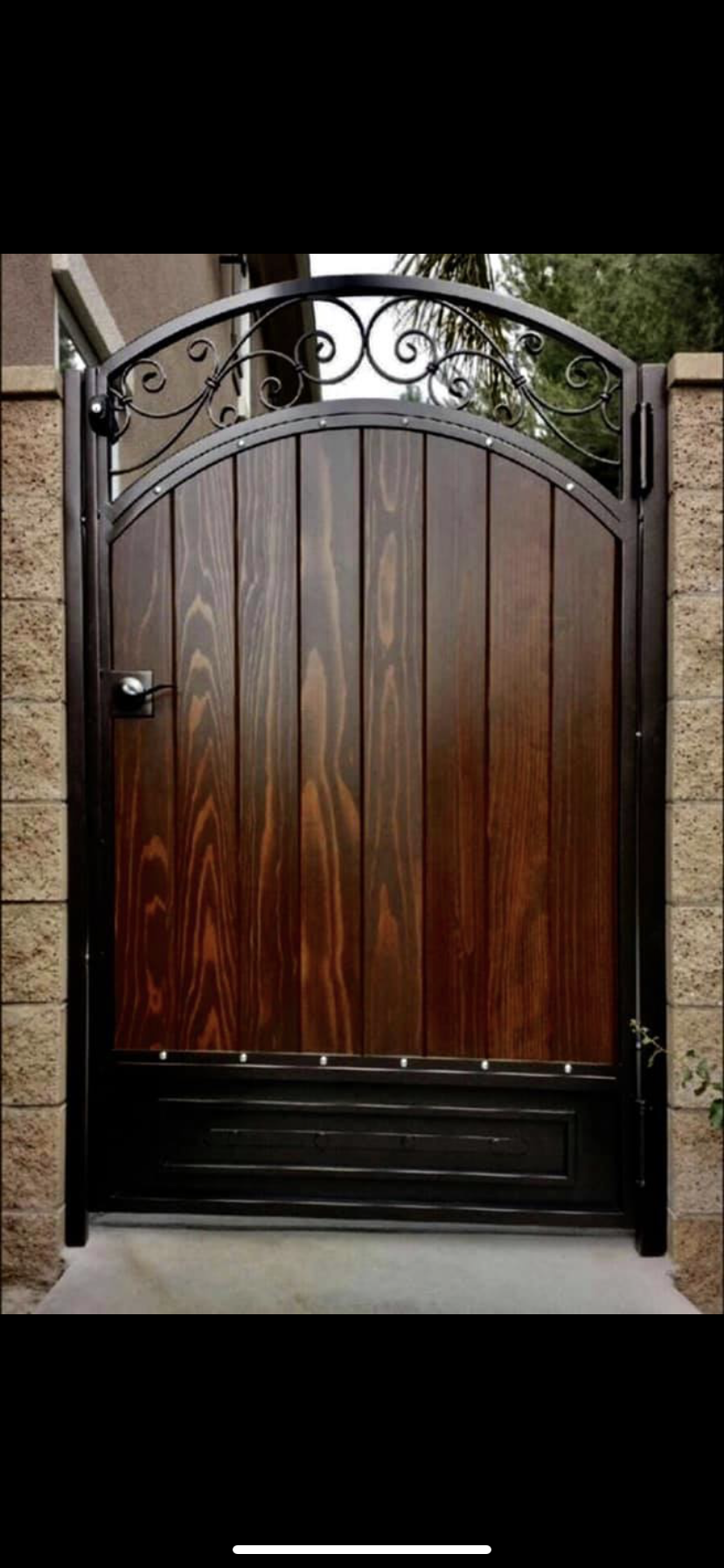 Wood & Iron Gate with Arched Top
