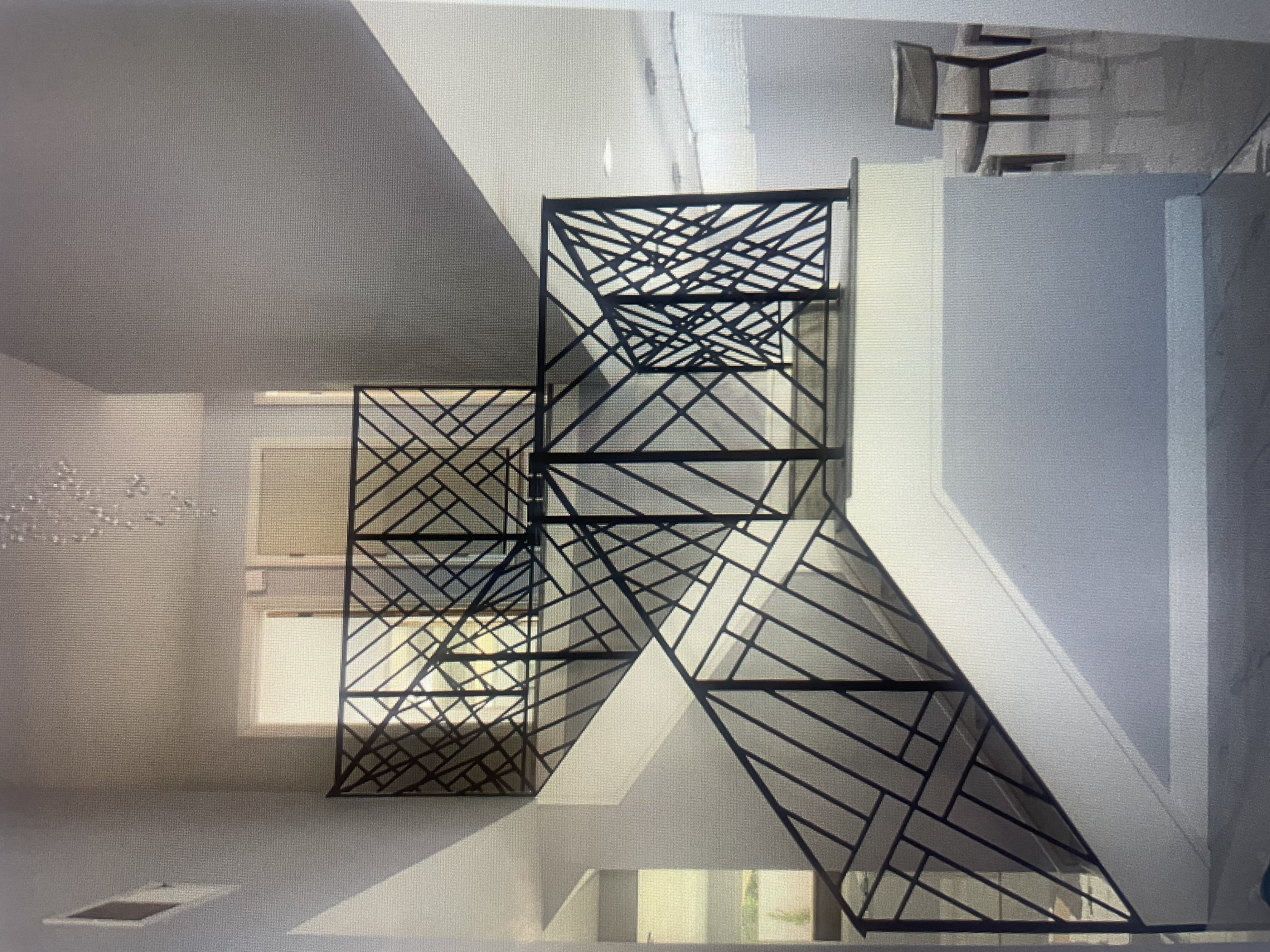 Modern Geometric Crisscross Iron Staircase Railing