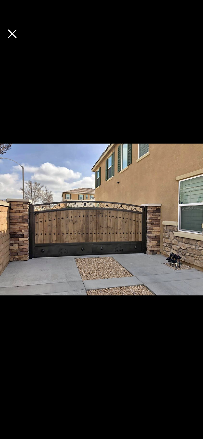 Arched Wood & Iron Driveway Gate