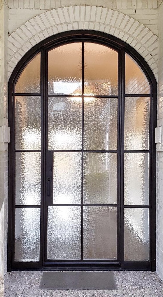 Modern Iron Door with Wave Accent Panels