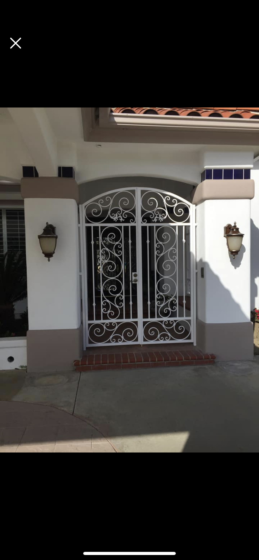 White Scrollwork Double Courtyard Gate