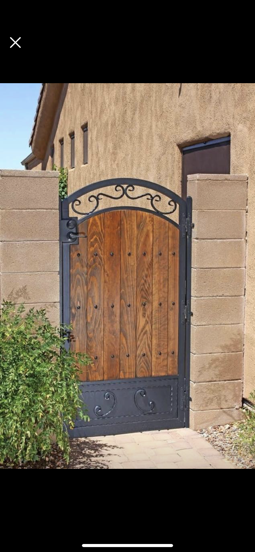 Arched Wood & Iron Garden Gate