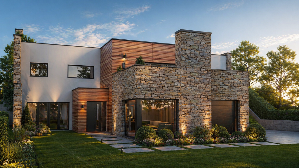 Bespoke Modern New Dwelling — Stone Cladding Render