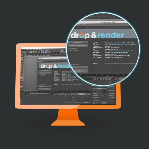 Drop & Render C4D Plugin Interface