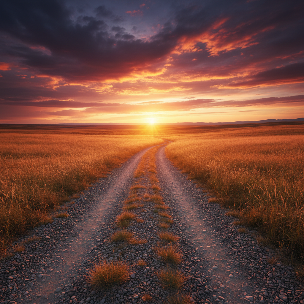 A person standing confidently looking toward an expansive green landscape at golden hour