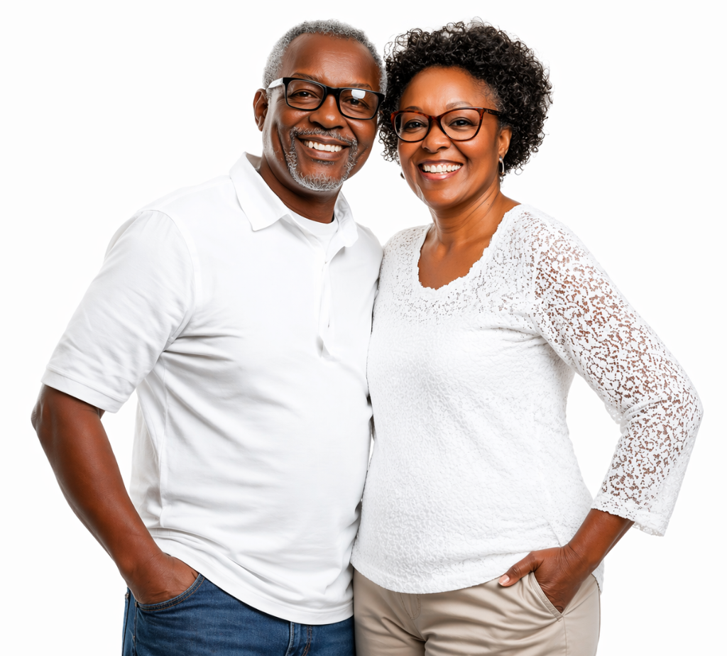 Senior couple reviewing Medicare options