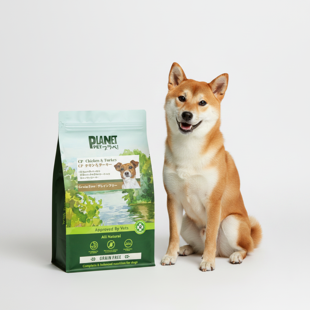 Planet Pet all natural dog food with Shiba Inu