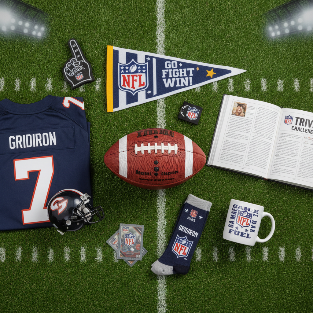 Best Jets football gift ideas - NFL fan gift guide flat lay with football memorabilia