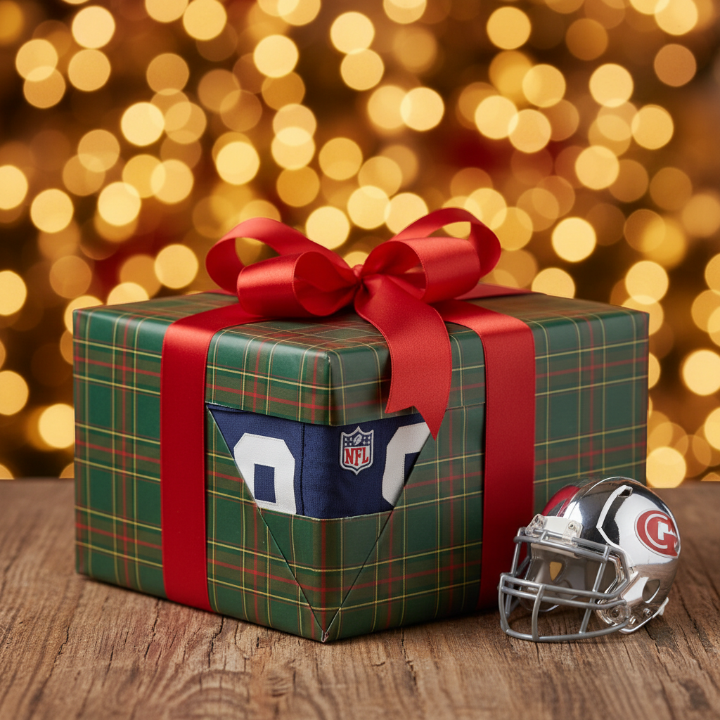 Jets NFL jersey gift wrapped in box with ribbon - Christmas or birthday present