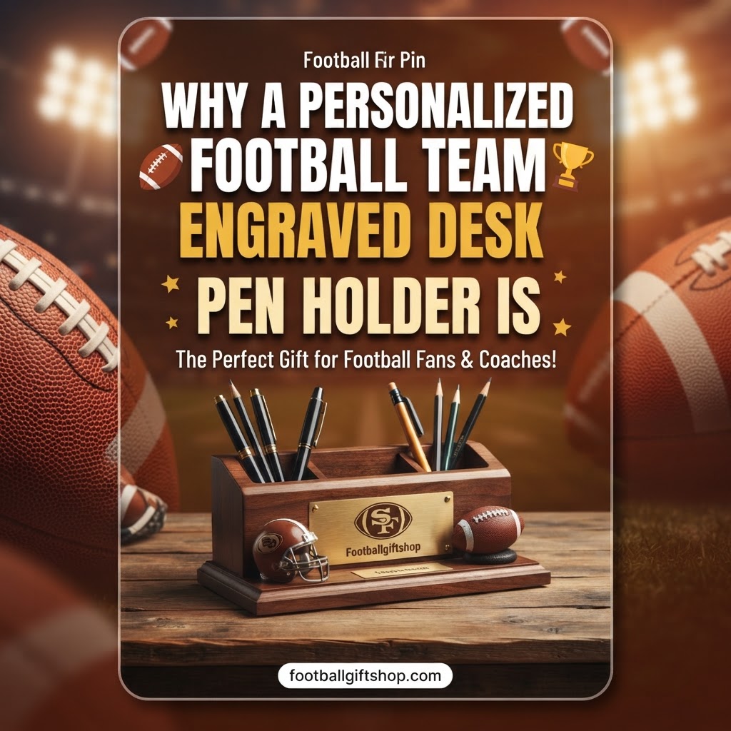 🏈 The Ultimate Football Gift: Personalized Desk Pen Holder for Fans & Coaches!