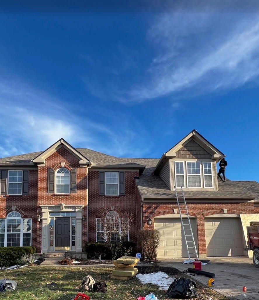 Large Brick Home — Roof Install in Progress