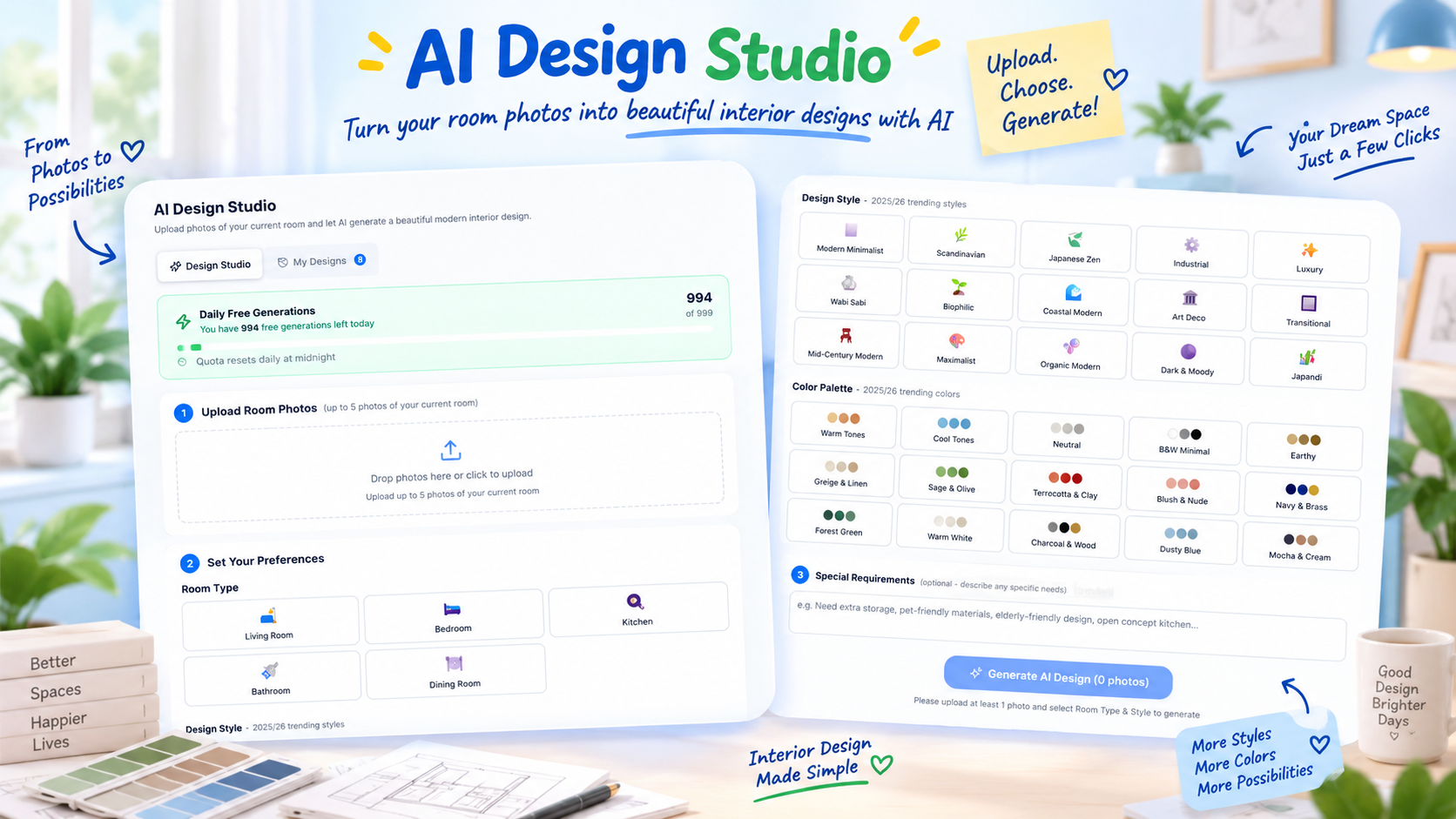 Dashboard with AI Design Studio