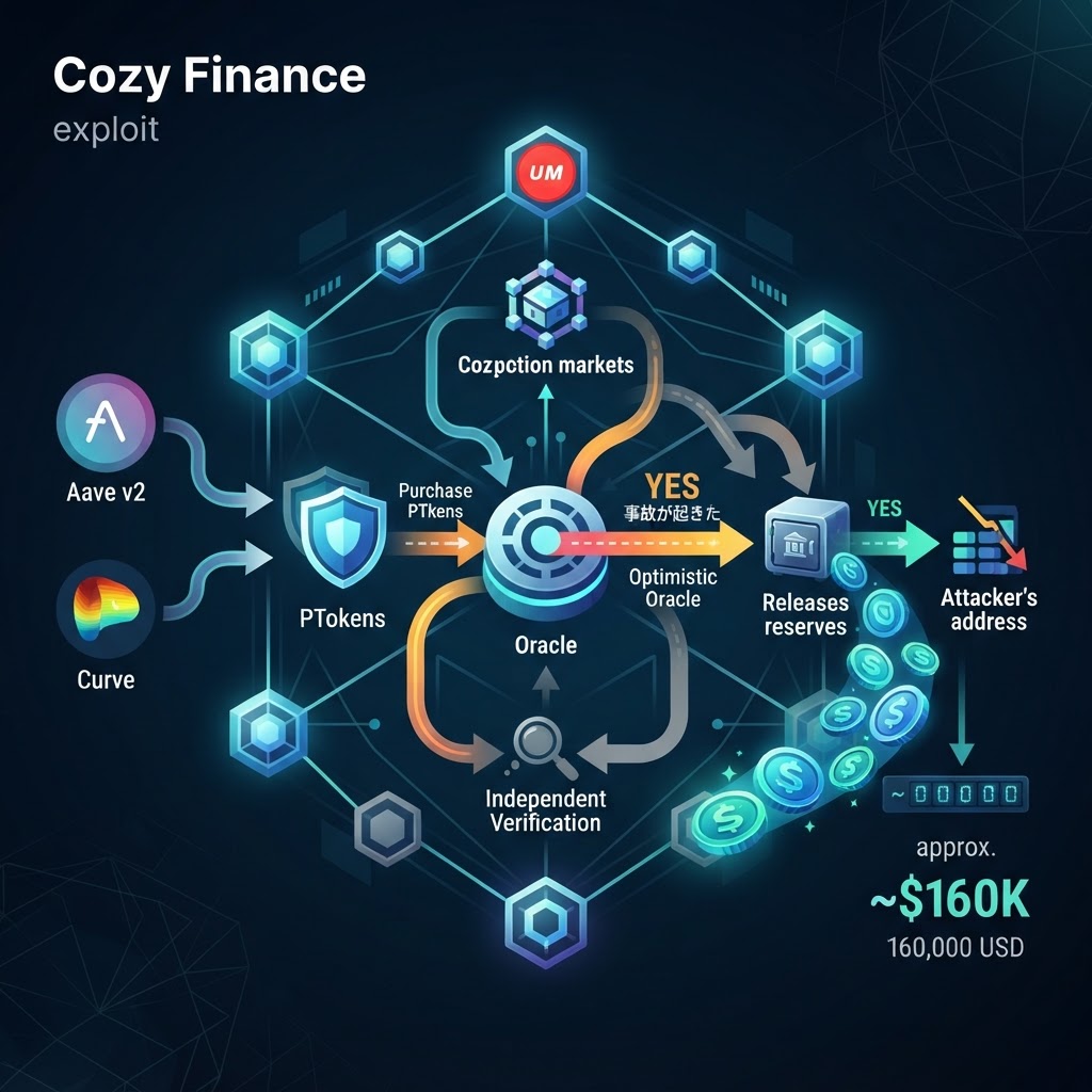 Cozy Finance、UMA楽観的オラクルへの無争議の回答で保険トリガーを偽装され約16万ドルが流出