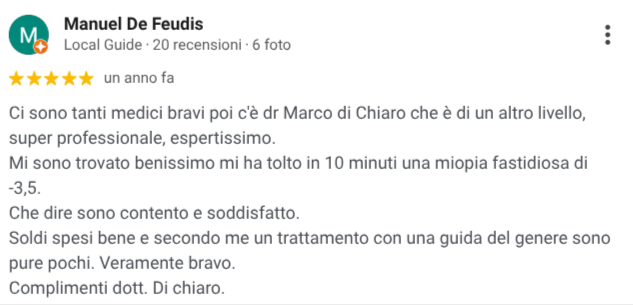 Recensione Google paziente 1