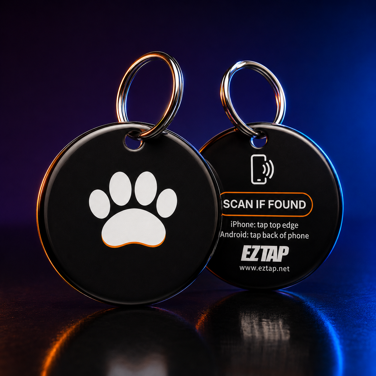EZTAP epoxy pet tag, front and back
