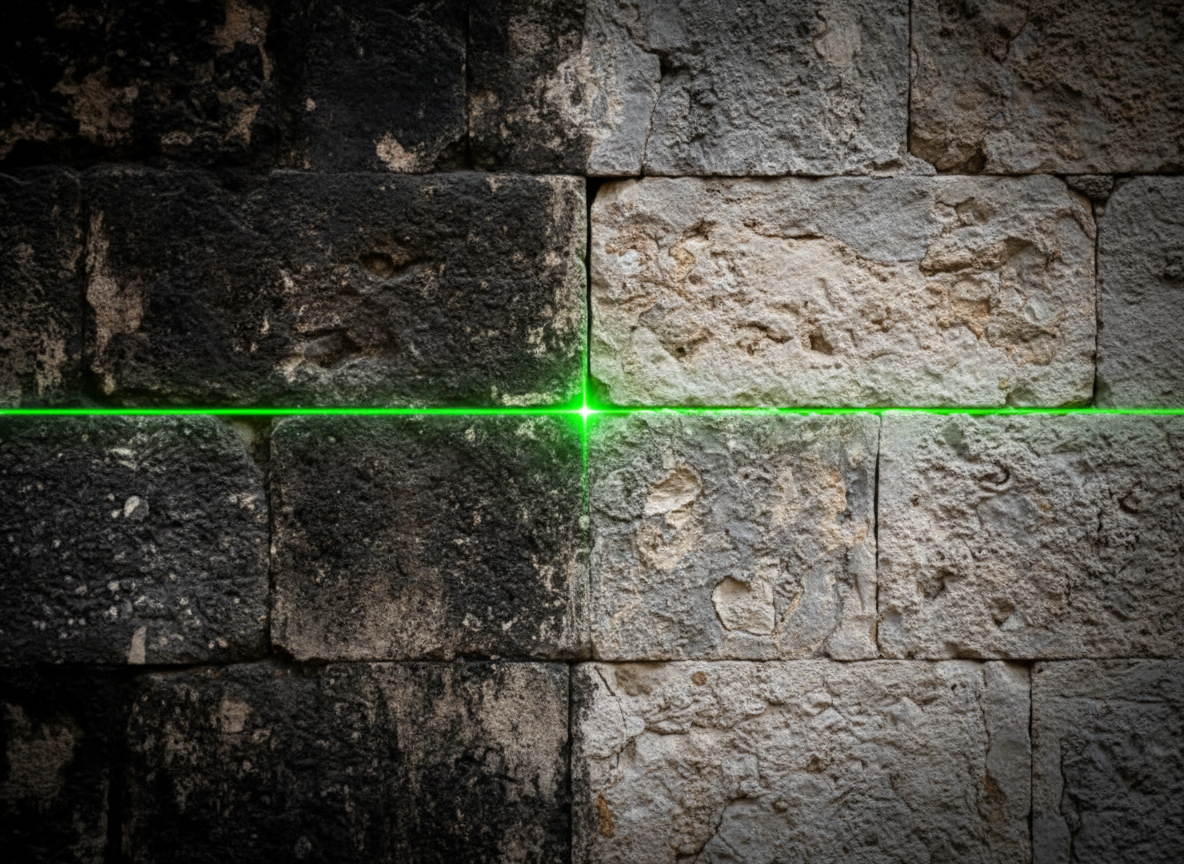 Surface en pierre - Avant/Après décapage laser