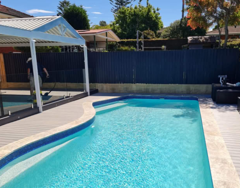 Killarney Heights — Composite Pool Deck with Louvre Pergola
