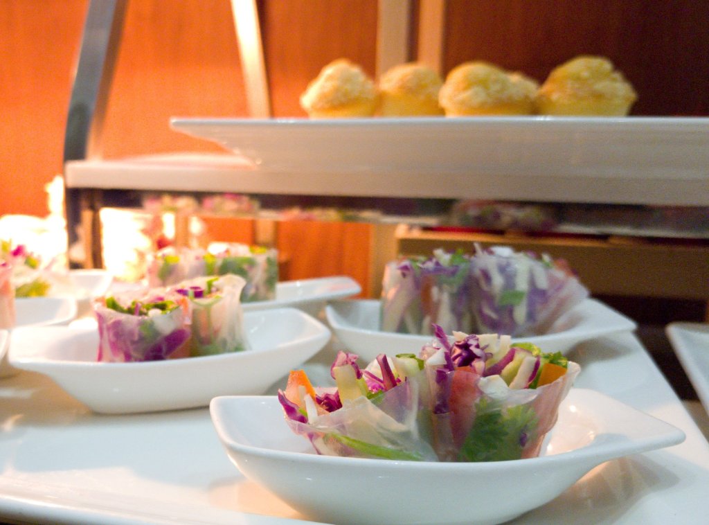 Fresh spring rolls catering at event