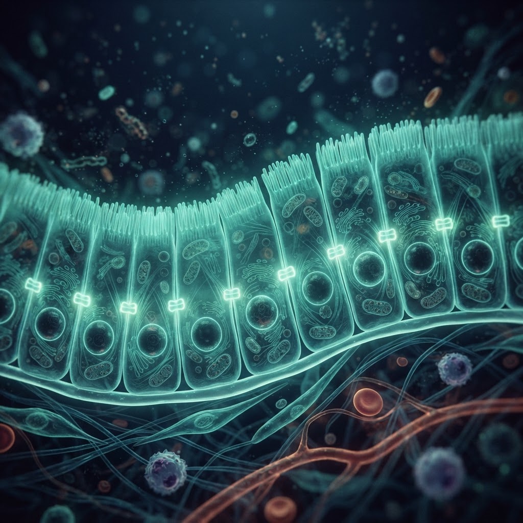 Microscopic view of intestinal epithelial barrier