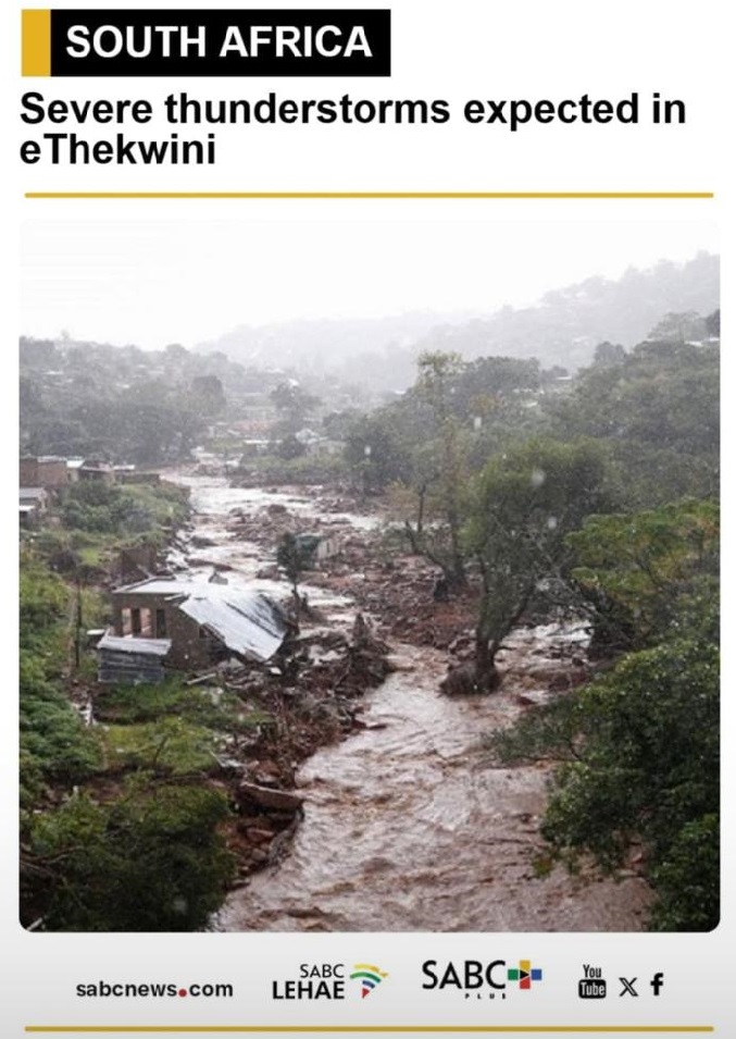 Severe thunderstorms expected in eThekwini
