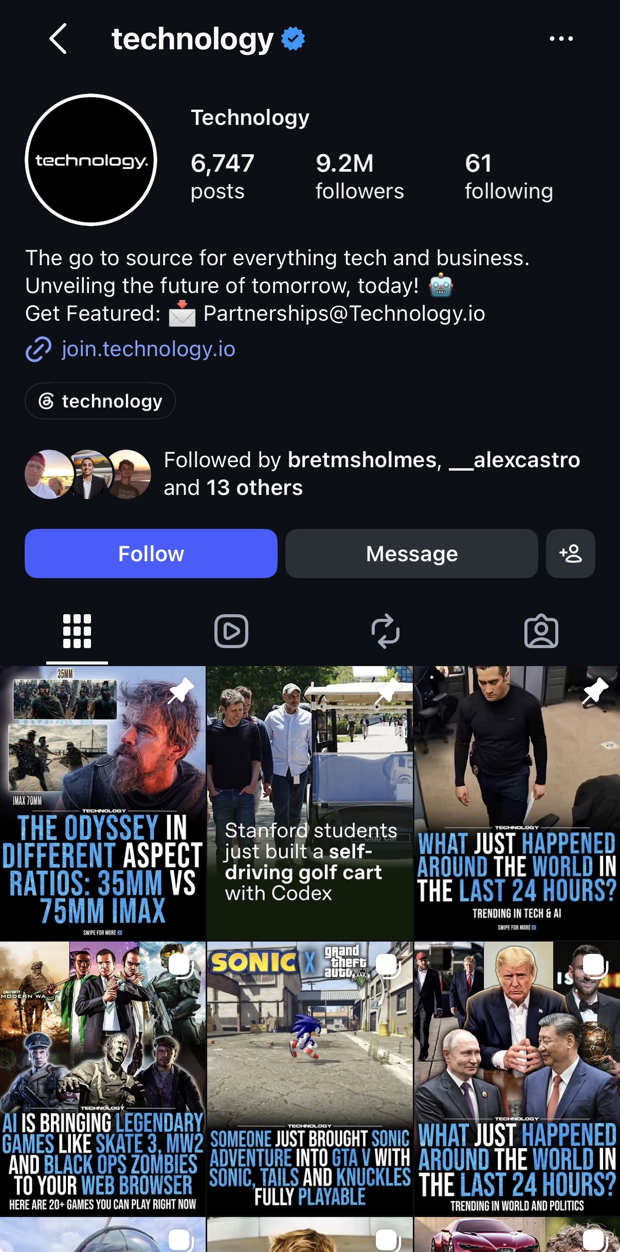 Technology & AI example profile, @technology