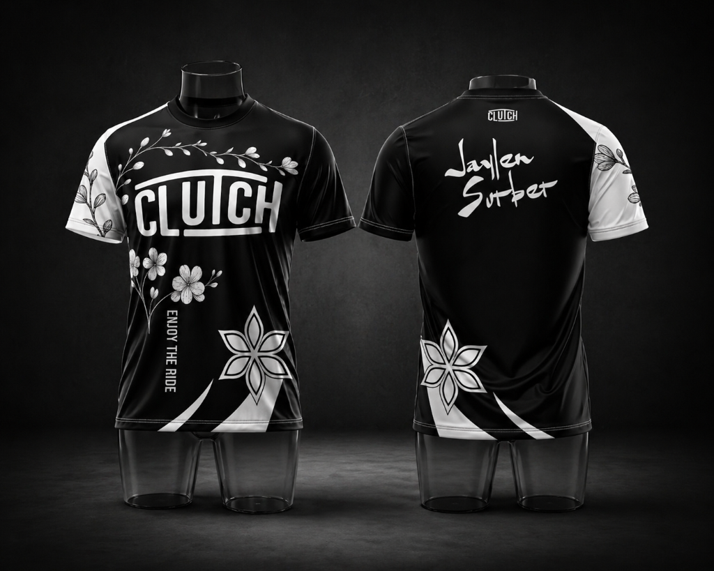 Clutch Black & White Floral Jersey