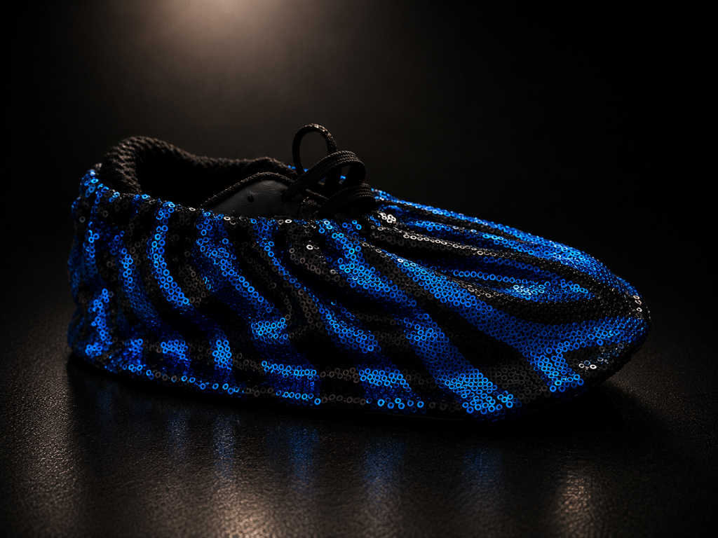 Blue/Black Zebra Sequin Shoe Covers