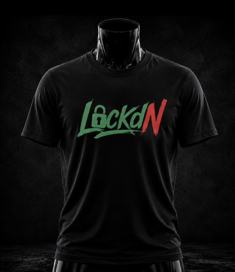 LockdN T-Shirt — Black (Green/Red)