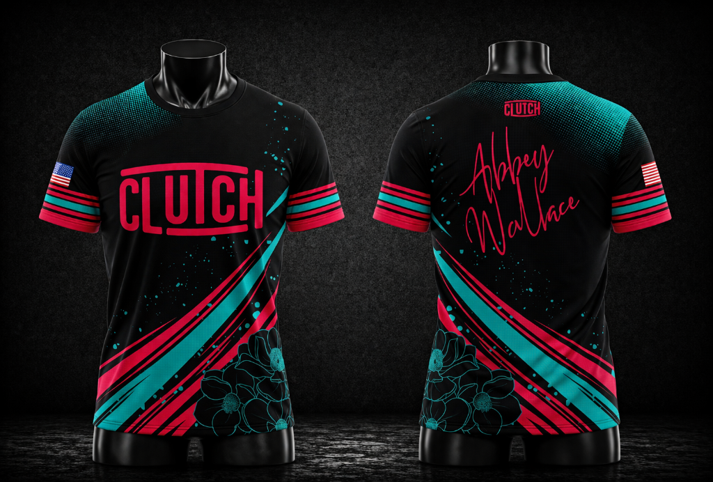 Clutch Black Teal & Red Floral Jersey