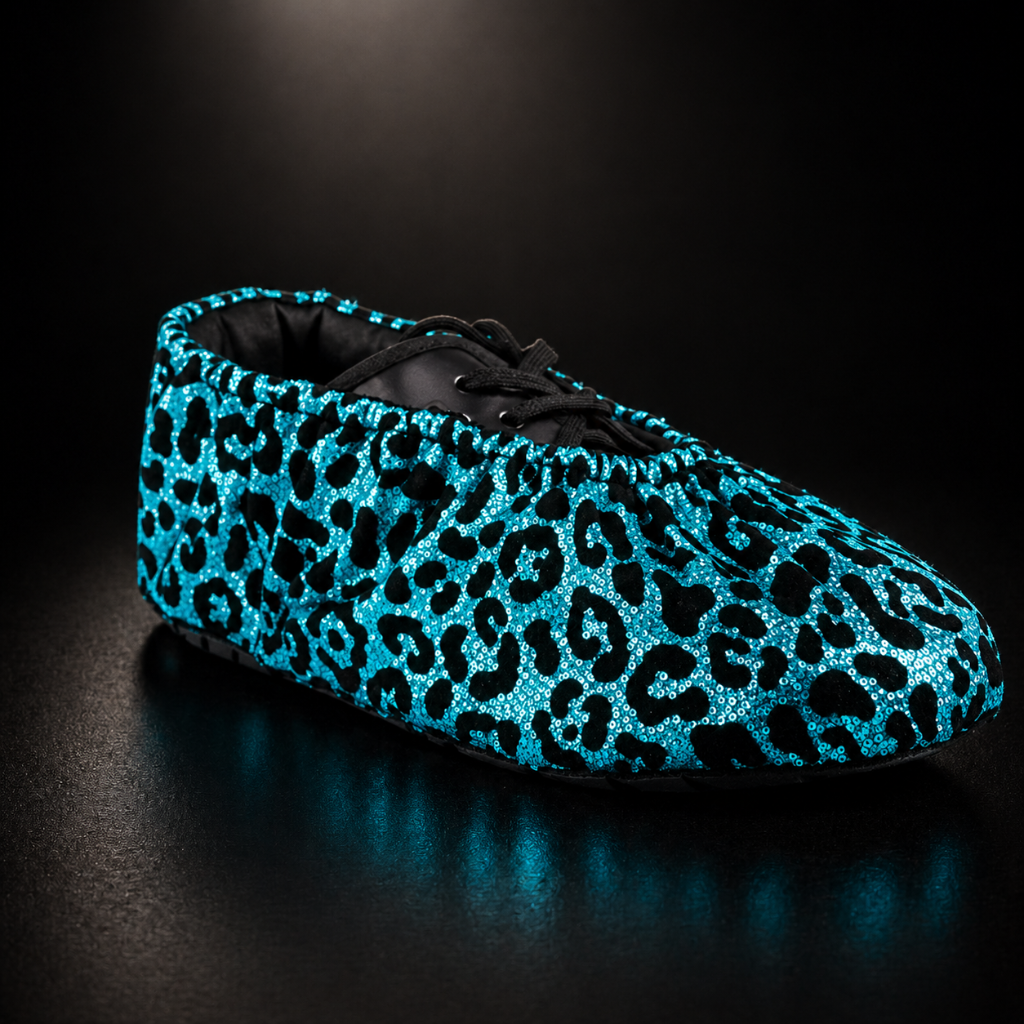 Teal Glitter Leopard Shoe Cover