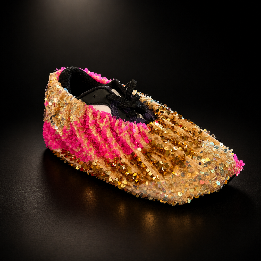 Gold/Pink Swirl Sequin Shoe Cover