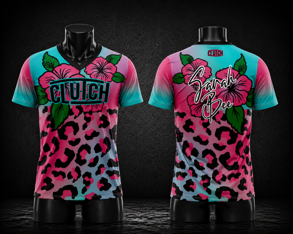Clutch Tropical Leopard Jersey — Pink/Teal