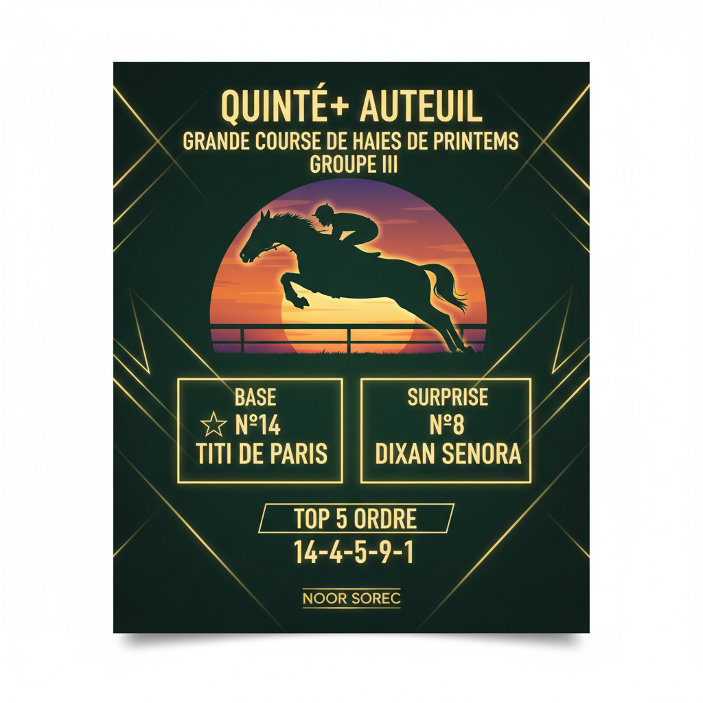 Pronostic TikTok Quinté+ Haies Auteuil Noor Sorec