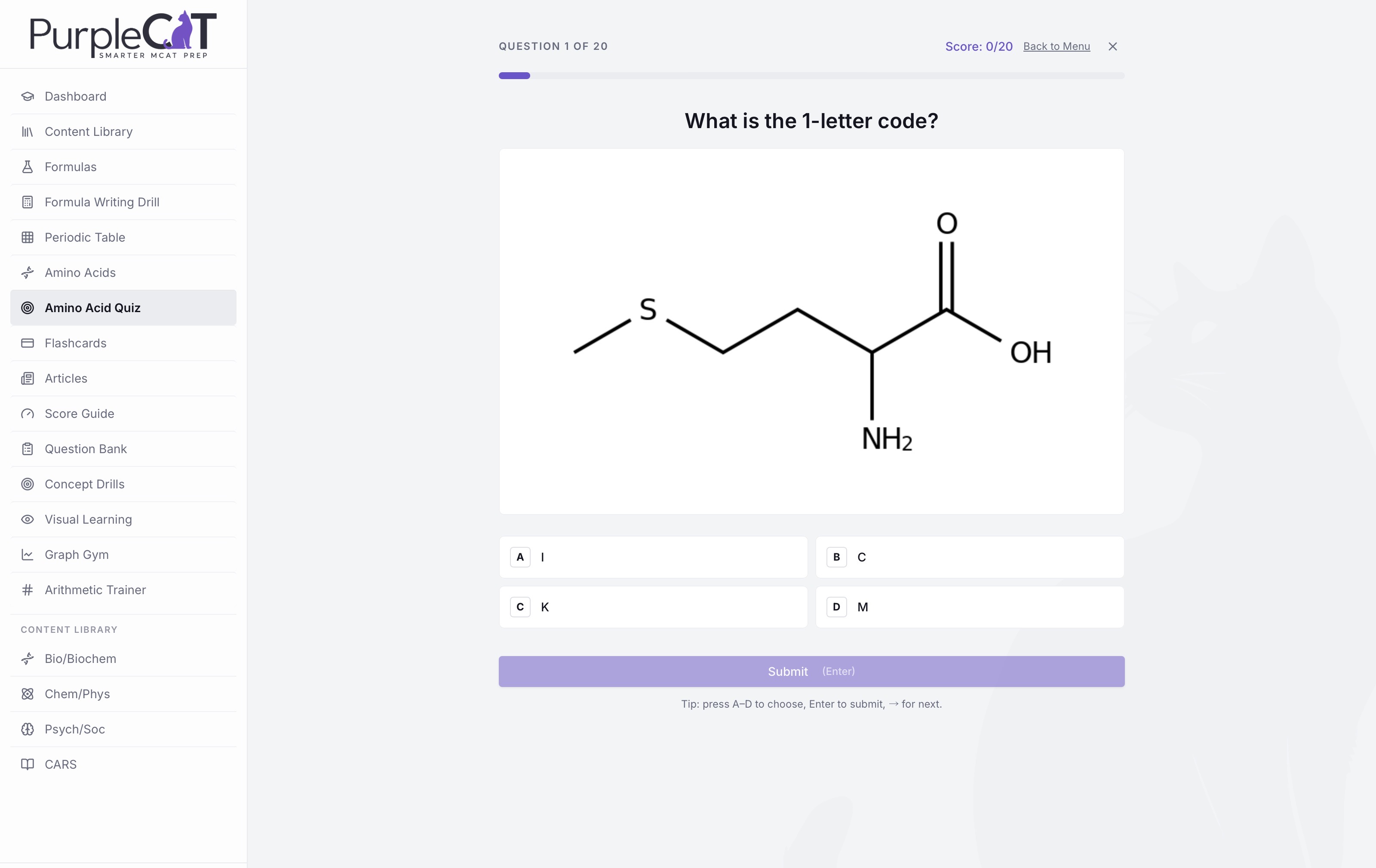 Free Customizable Amino Acid Quiz screenshot