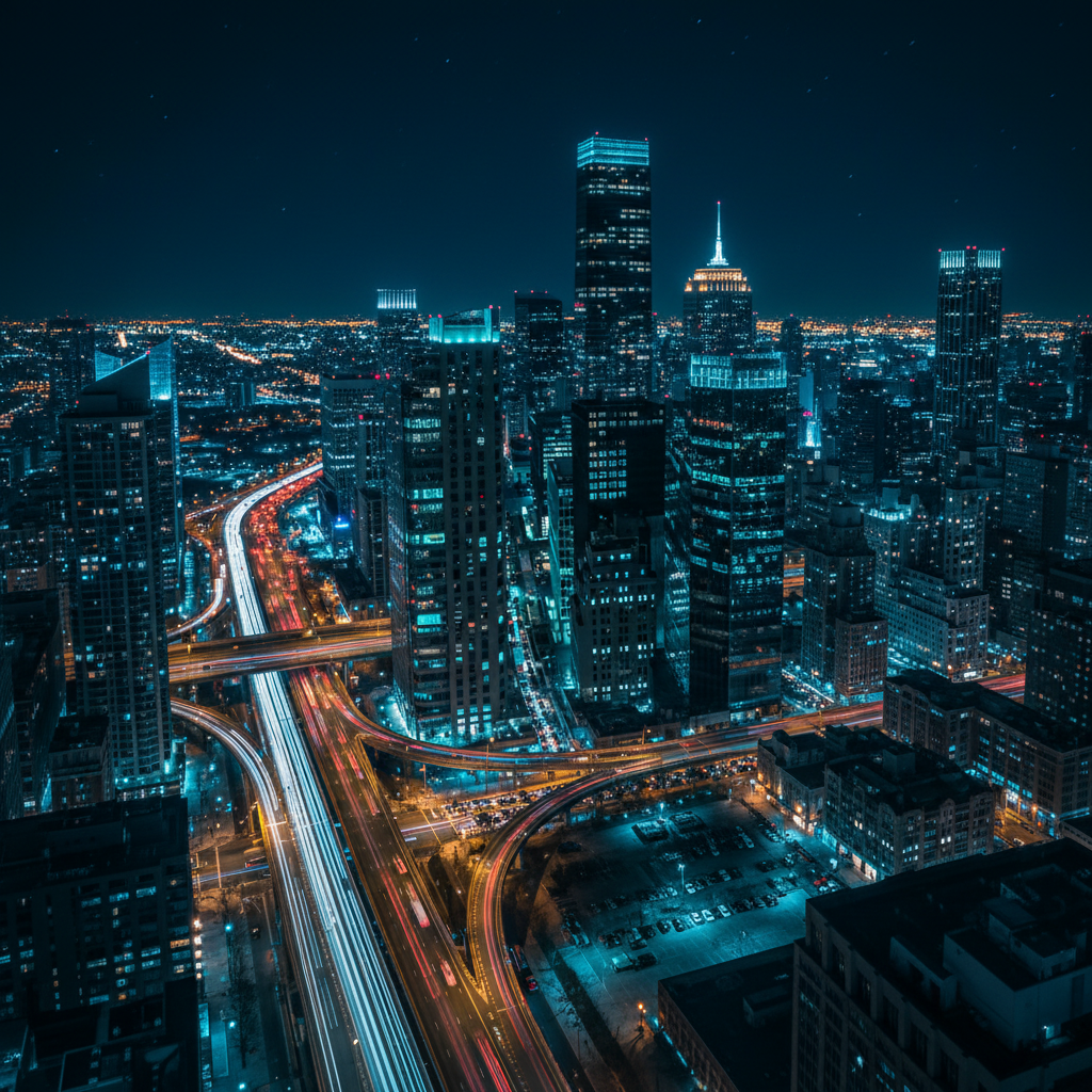City skyline at night